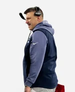Mike Vrabel New England Patriots NFL 2025 Coach T-Strong Navy Full-Zip Vest