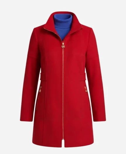 Mishael Morgan Christmas with a Kiss Mona Red Zipper Jacket