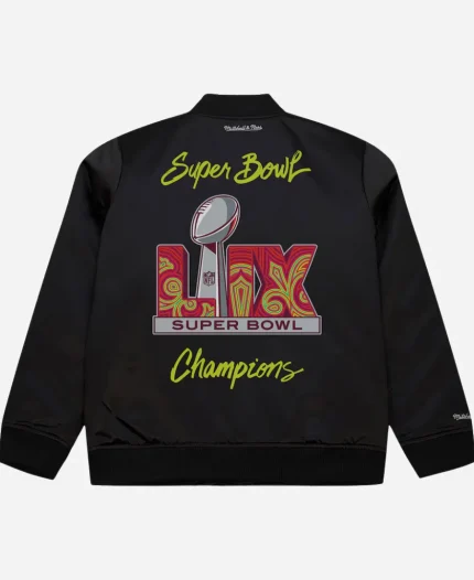 Mitchell & Ness Eagles Super Bowl LIX Champions Black Bomber Jacket