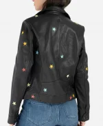 Morgan Nicole Zipperlen Star Black Biker Leather Jacket