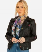 Morgan Nicole Zipperlen Star Leather Jacket