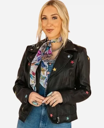 Morgan Nicole Zipperlen Star Leather Jacket