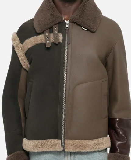 Moschino Shearling-Trimmed Leather Jacket