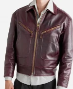 Mr Porter Celine Padded Burgundy Leather Jacket