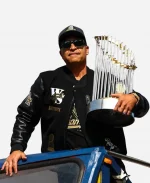 Nike Los Angeles Dodgers World Series Dave Roberts Black Letterman Varsity Jacket