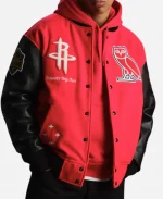 OVO X NBA Houston Rockets Red Varsity Jacket