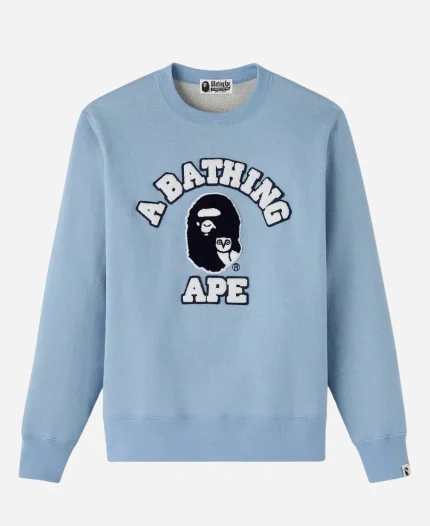OVO x BAPE College Denim Crewneck