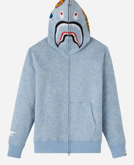 OVO x BAPE Neon 1st Camo Shark Full-Zip Hoodie