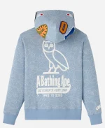 OVO x BAPE Neon 1st Camo Shark Full-Zip Hoodie - Light Blue