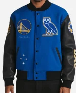 OVO x NBA Golden State Warriors Royal Varsity Jacket
