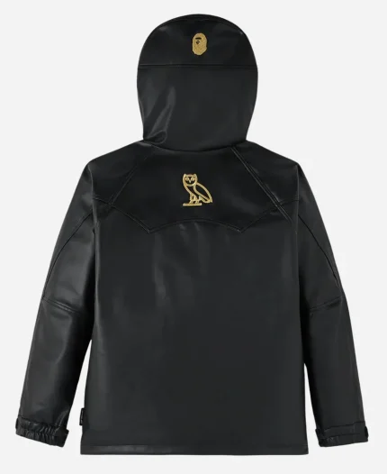 October's Very Own OVO x Bape Snowboard  Black Faux Leather Jacket
