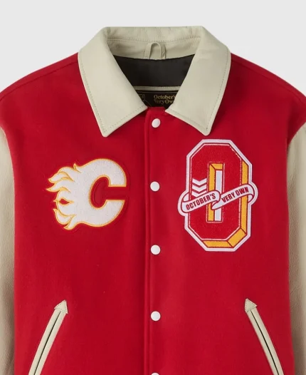 October's Very Own OVO x NHL Calgary Flames Red Varsity Jacket