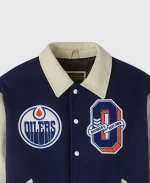 October's Very Own OVO x NHL Edmonton Oilers Navy Varsity Jacket