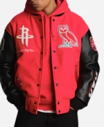 October's Very Own X NBA Houston Rockets Red Varsity Jacket 