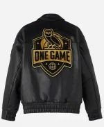 October's Very Own x NBA One Game International Black Leather Varsity Jacket