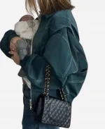 Oversized Contrast Stitch Deep Green Jacket