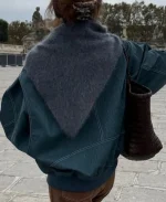 Oversized Contrast Stitch Jacket Deep Green