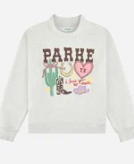 Parke Texas Graphic Mockneck Fleece Sweatshirt - Grey