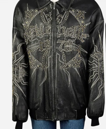 Pelle Pelle Studded Marc Buchanan Black Leather Jacket