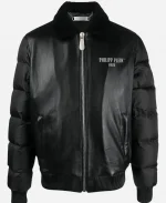 Philipp Plein Logo-print Padded Leather Jacket
