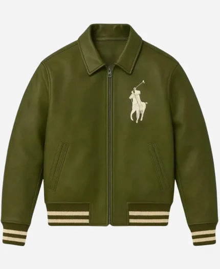 Polo Equestrian Rider Olive Varsity Jacket