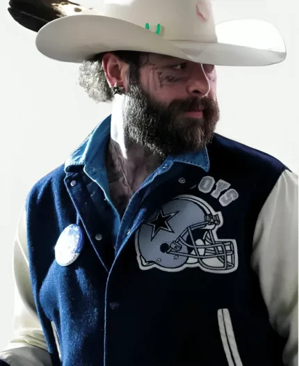 Post Malone Thanksgiving Red Kettle Kickoff 2025 Dallas Cowboys Varsity Jacket