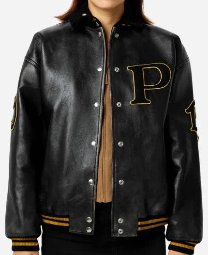 Prada Patch Leather Bomber Jacket