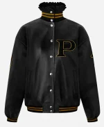 Prada Patch Leather Bomber Jacket - Black