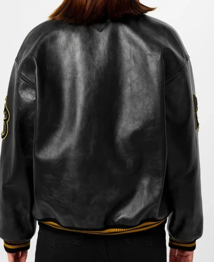 Prada Patch Leather Varsity Bomber Jacket
