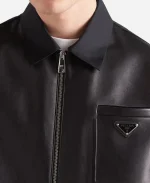 Prada Re-Nylon Leather Jacket -Black