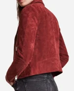 Rachel Hilson Love Victor  Season 03 Mia Brooks Biker Suede Jacket - Red