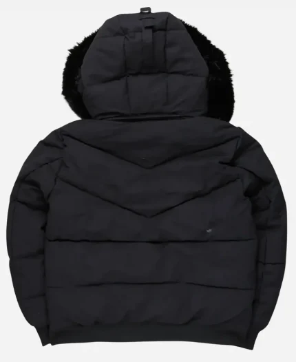 Rockstar Langston Puffer Fur Hooded Jacket - Black