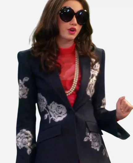 Ruby Marino Electric Bloom S01 Rose Denim Blazer - Navy Blue