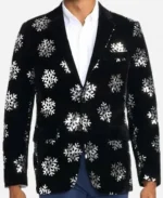 Sequined Snowflake Velvet Black Blazer