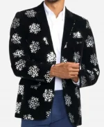 Sequined Snowflake Velvet Blazer