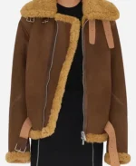 Shearling Trim leather Jacket
