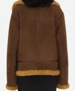 Shearling Trim leather Jacket - Brown