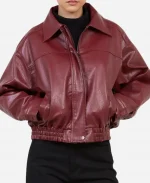 Short Burgundy Leather Jacket