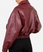 Short Burgundy Vegan Leather Jacket