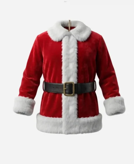 Steve Carell TV Show The Office Christmas Michael Scott Santa Claus Faux Fur Costume Jacket