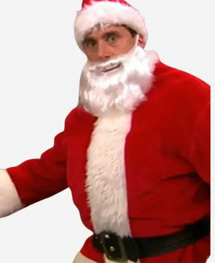 Steve Carell The Office Christmas Michael Scott Santa Claus Red Fur Costume Jacket