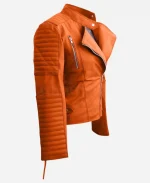 Striking Brando Faux Leather Jacket - Orange