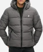 Superdry Sports Puffer Hooded Jacket -Grey