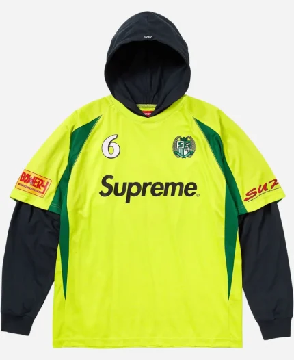 Supreme Hooded Soccer Jersey In Bright Green
