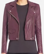 Symera Jackson Electric Bloom Leather Jacket - Burgundy