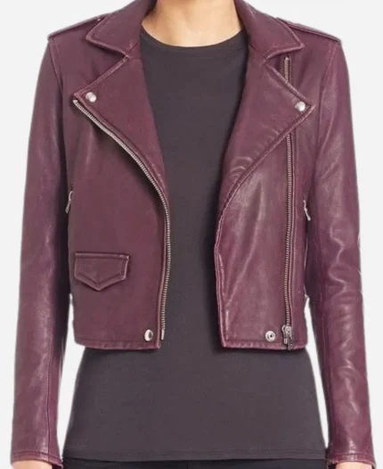 Symera Jackson Electric Bloom Leather Jacket - Burgundy