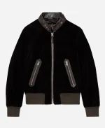 TOM FORD Full-Grain Leather Trimmed Velvet Bomber Jacket