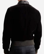 TOM FORD Full-Grain Leather Trimmed Velvet Bomber Jacket -Black