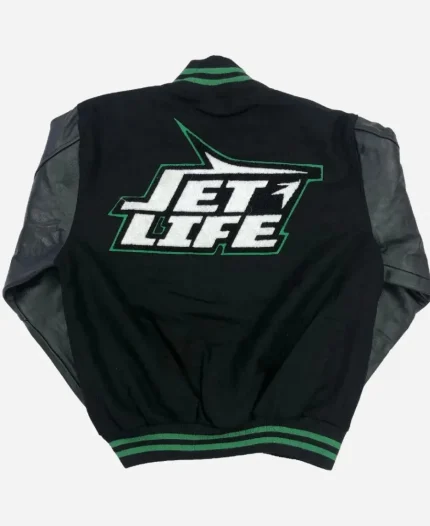 The Never Die Corporation Jet Life Black And Green Varsity Jacket