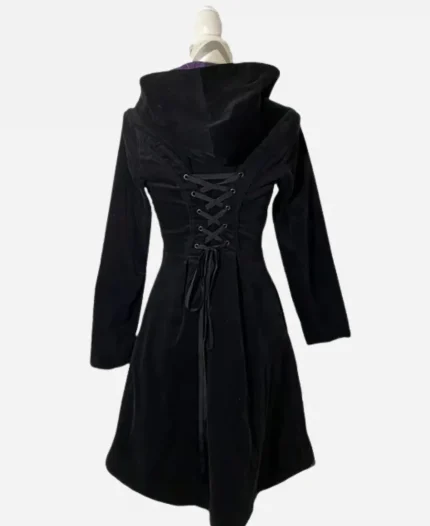 The Nightmare Before Christmas Double Breasted Cosplay Black Hooded Velvet Coat